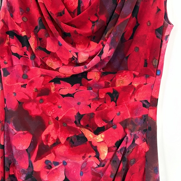 Lauren Ralph Lauren Womens Drape Neck Dark Floral Dress Size‎ 8 Romantic Moody - Picture 4 of 8